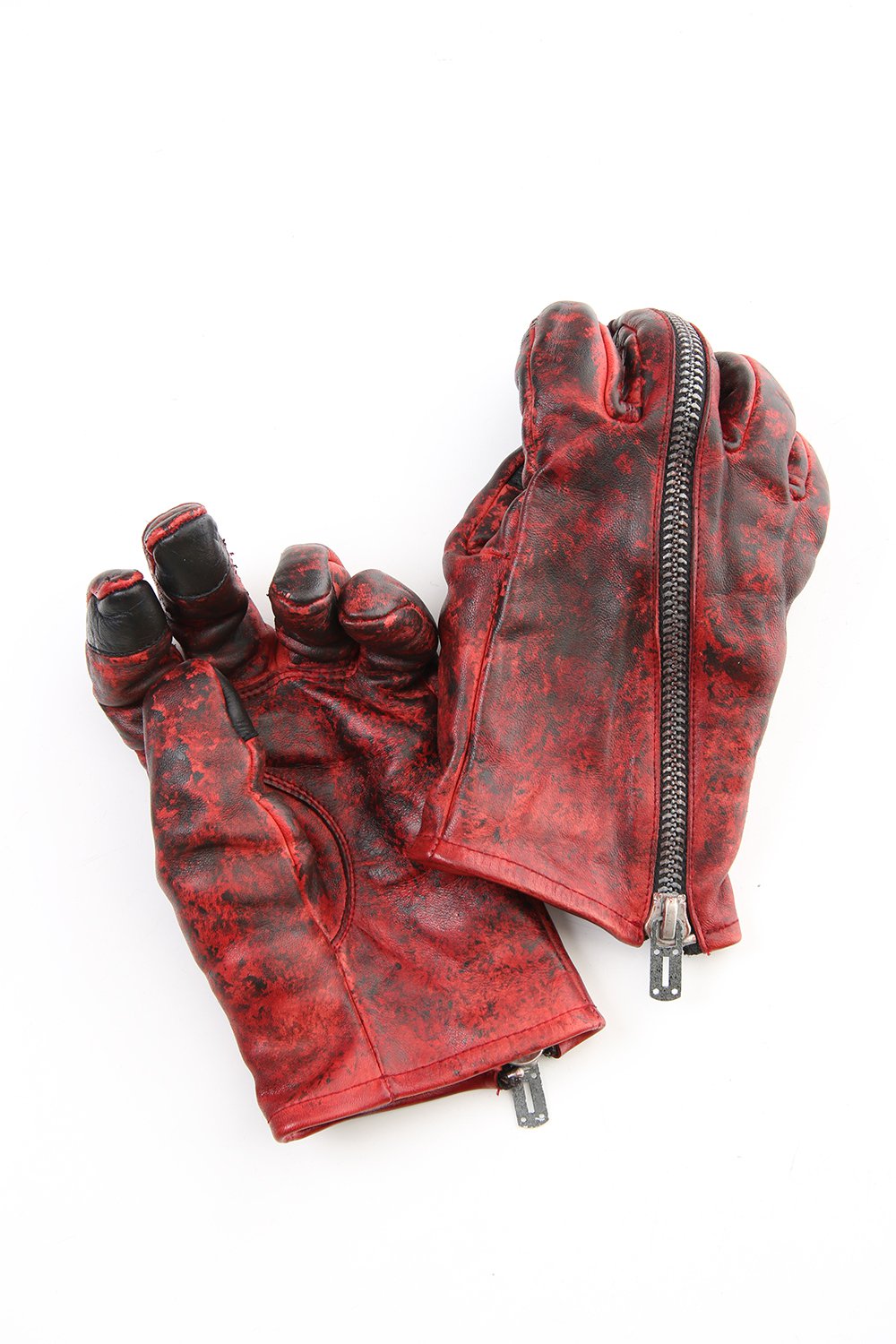 Dusty leaf Horse Leather Zip Gloves Red