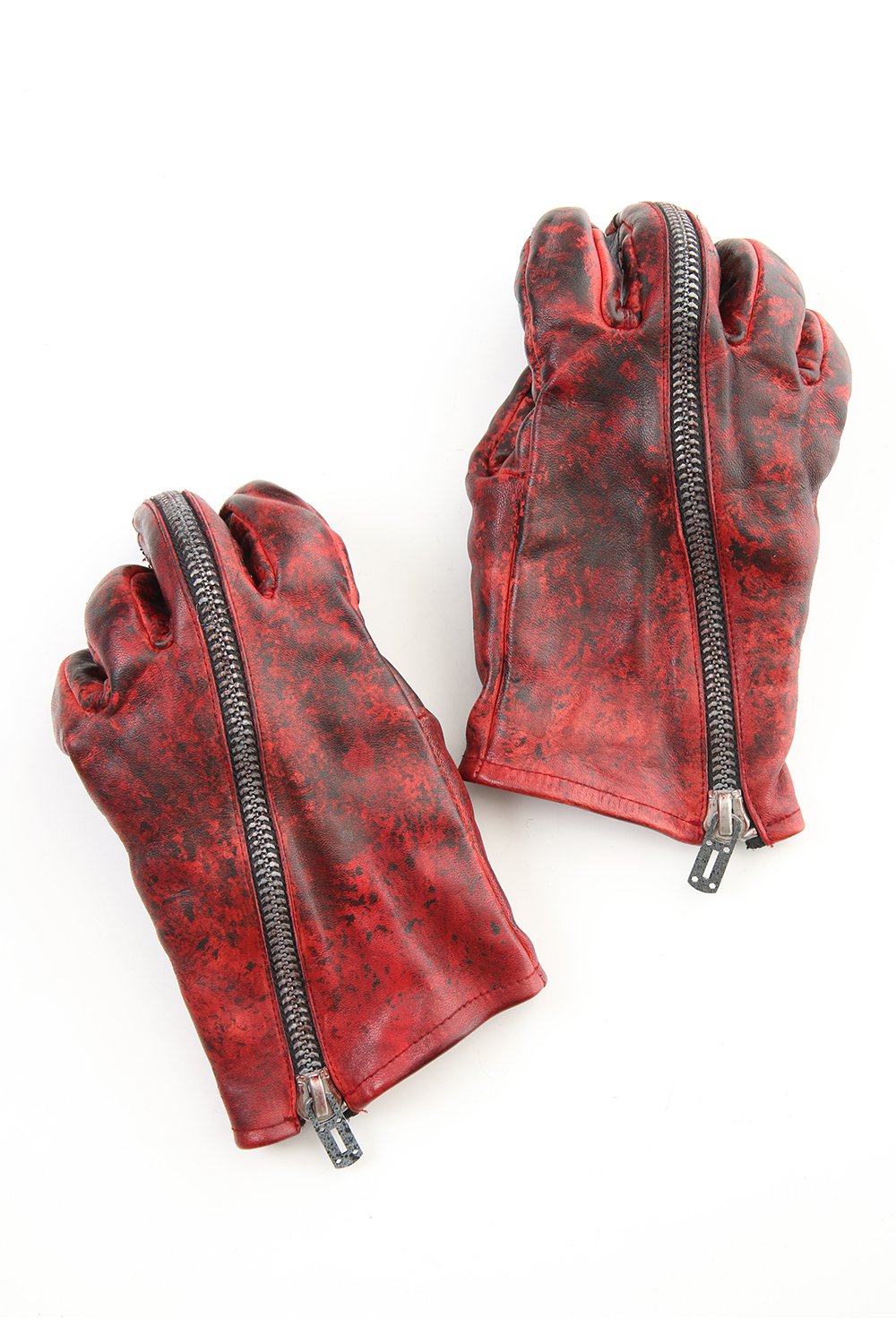 Dusty leaf Horse Leather Zip Gloves Red