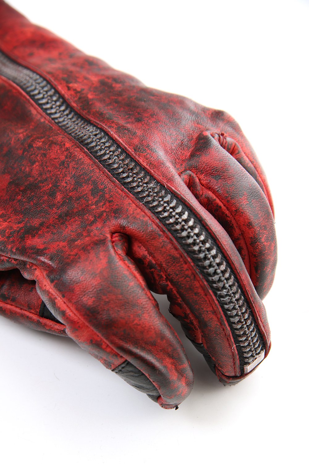 Dusty leaf Horse Leather Zip Gloves Red