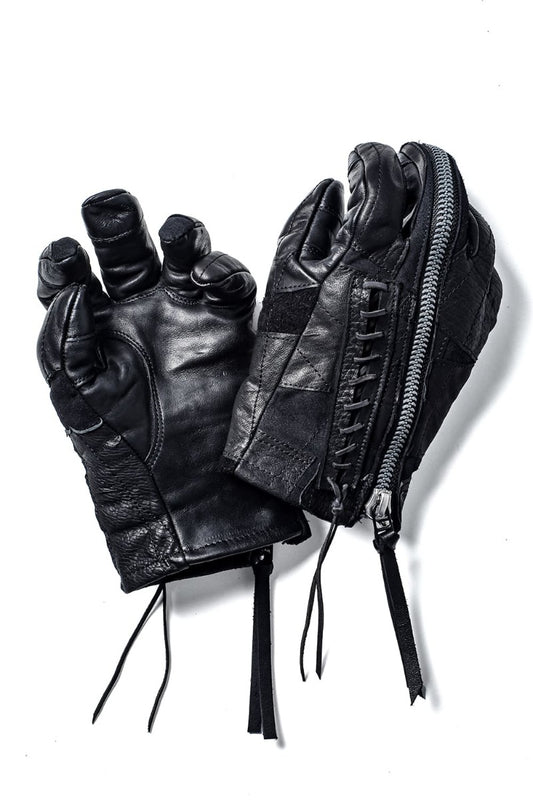 Patchwork Multi-Leather Zip Glove