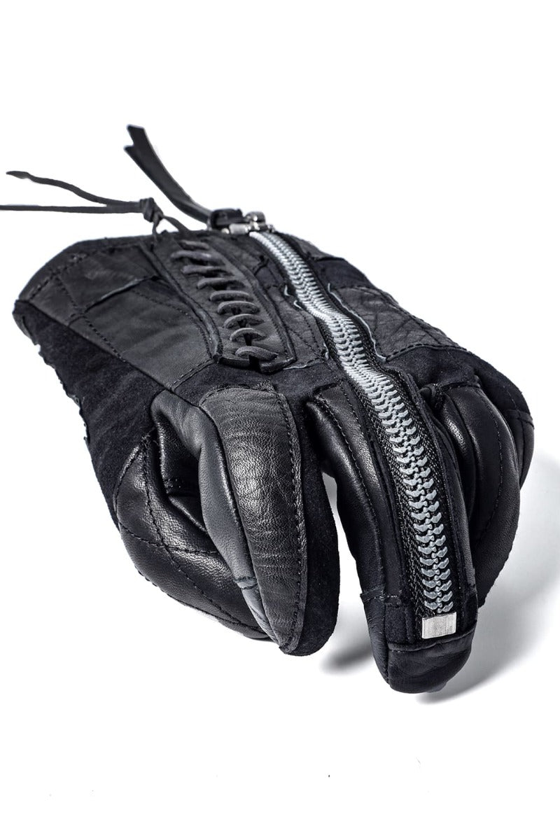 Patchwork Multi-Leather Zip Glove