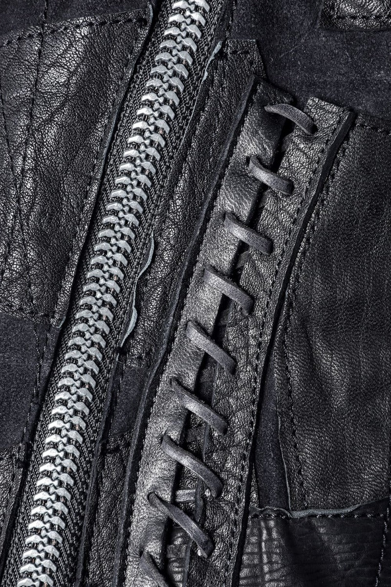 Patchwork Multi-Leather Zip Glove