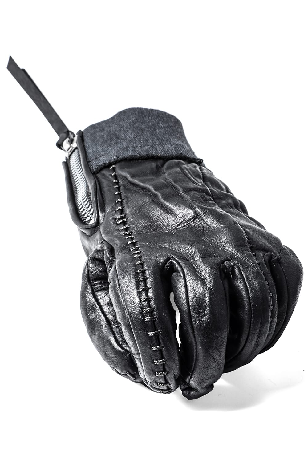 ホースレザーオーバーロックグローブ チャコール × ブラック