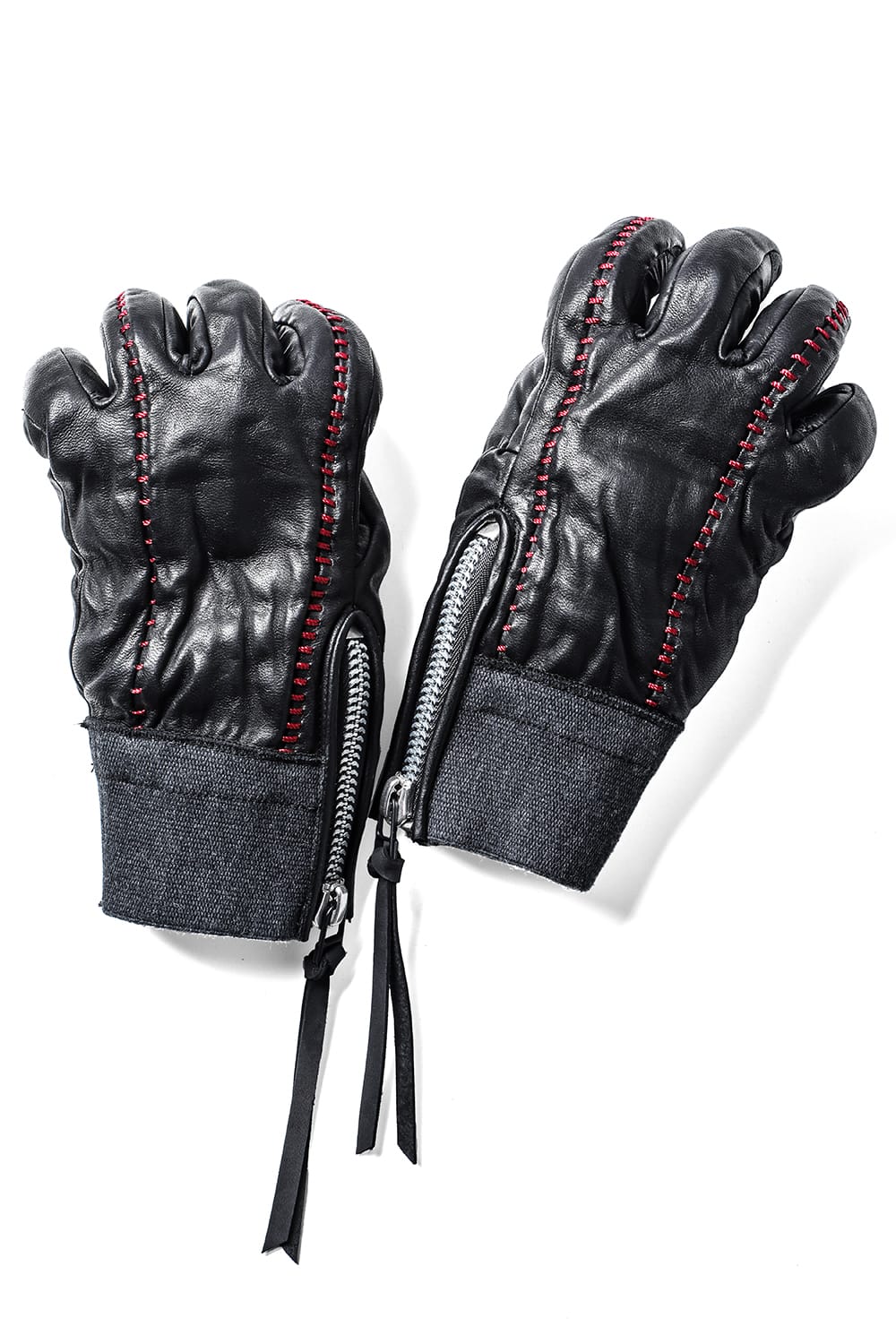 ホースレザーオーバーロックグローブ レッド × ブラック