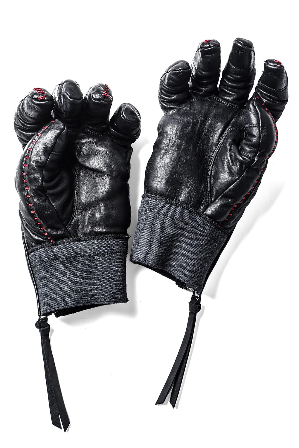 ホースレザーオーバーロックグローブ レッド × ブラック