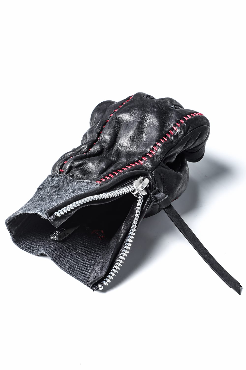 ホースレザーオーバーロックグローブ レッド × ブラック