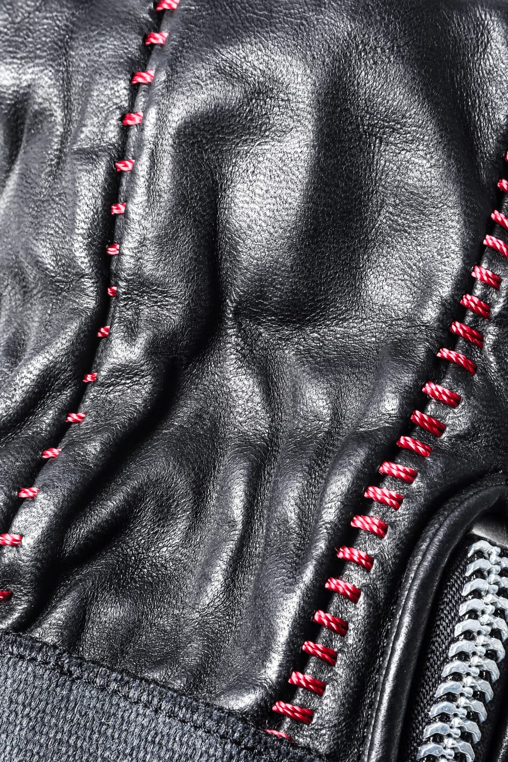 ホースレザーオーバーロックグローブ レッド × ブラック