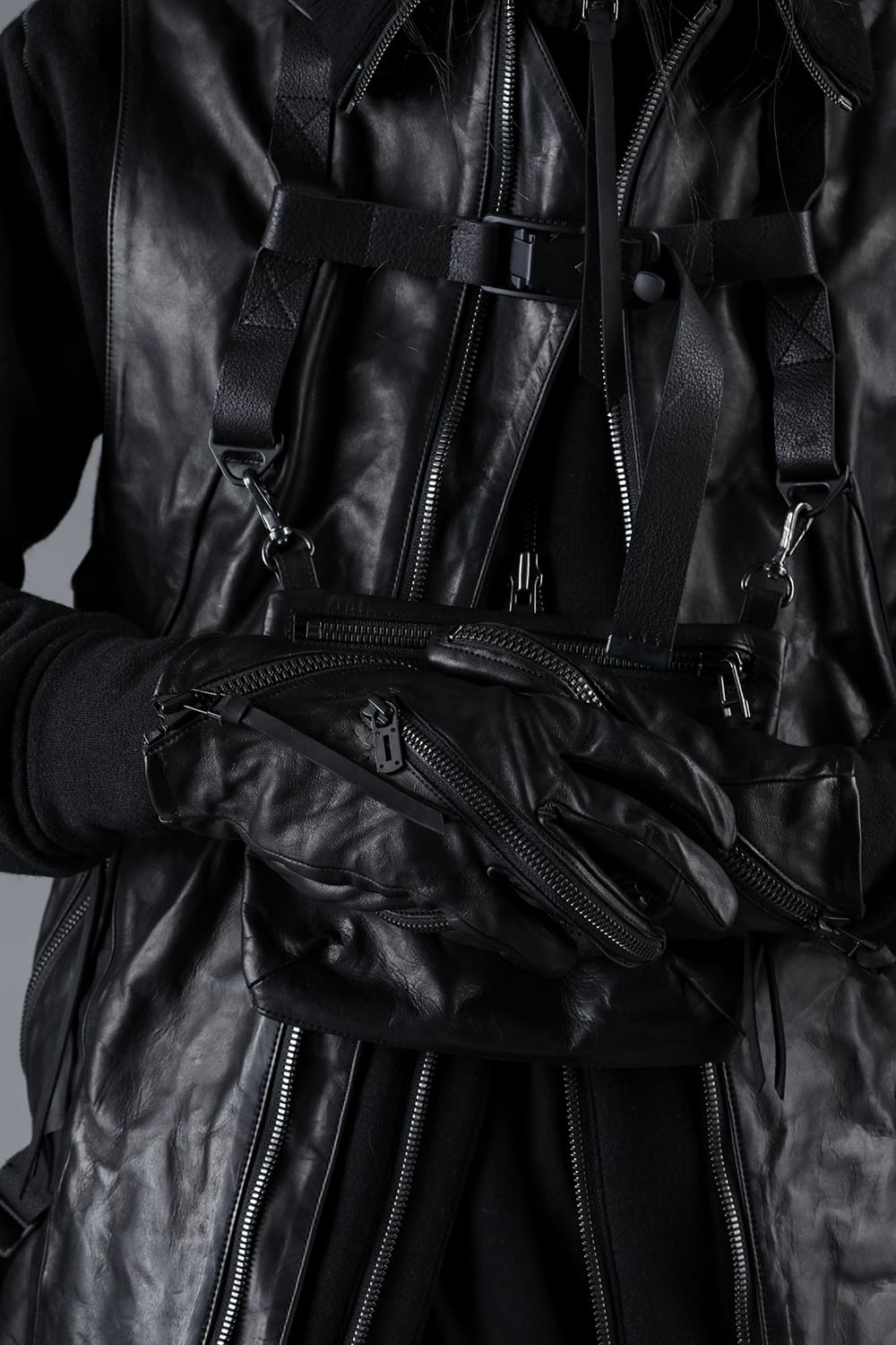 Horse Leather Twist W-Zip Gloves