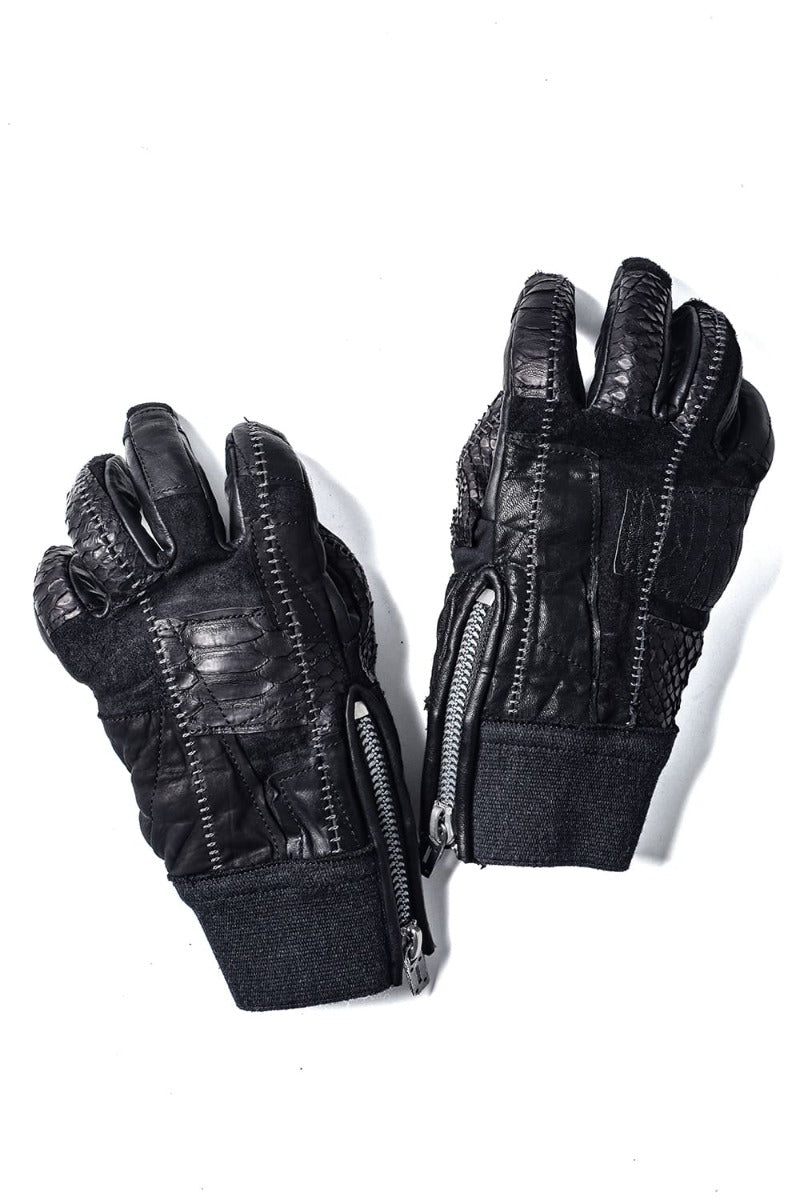 パッチワークマルチレザーオーバーロックグローブ