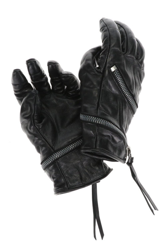 Horse Leather Spiral Zipper Gloves
