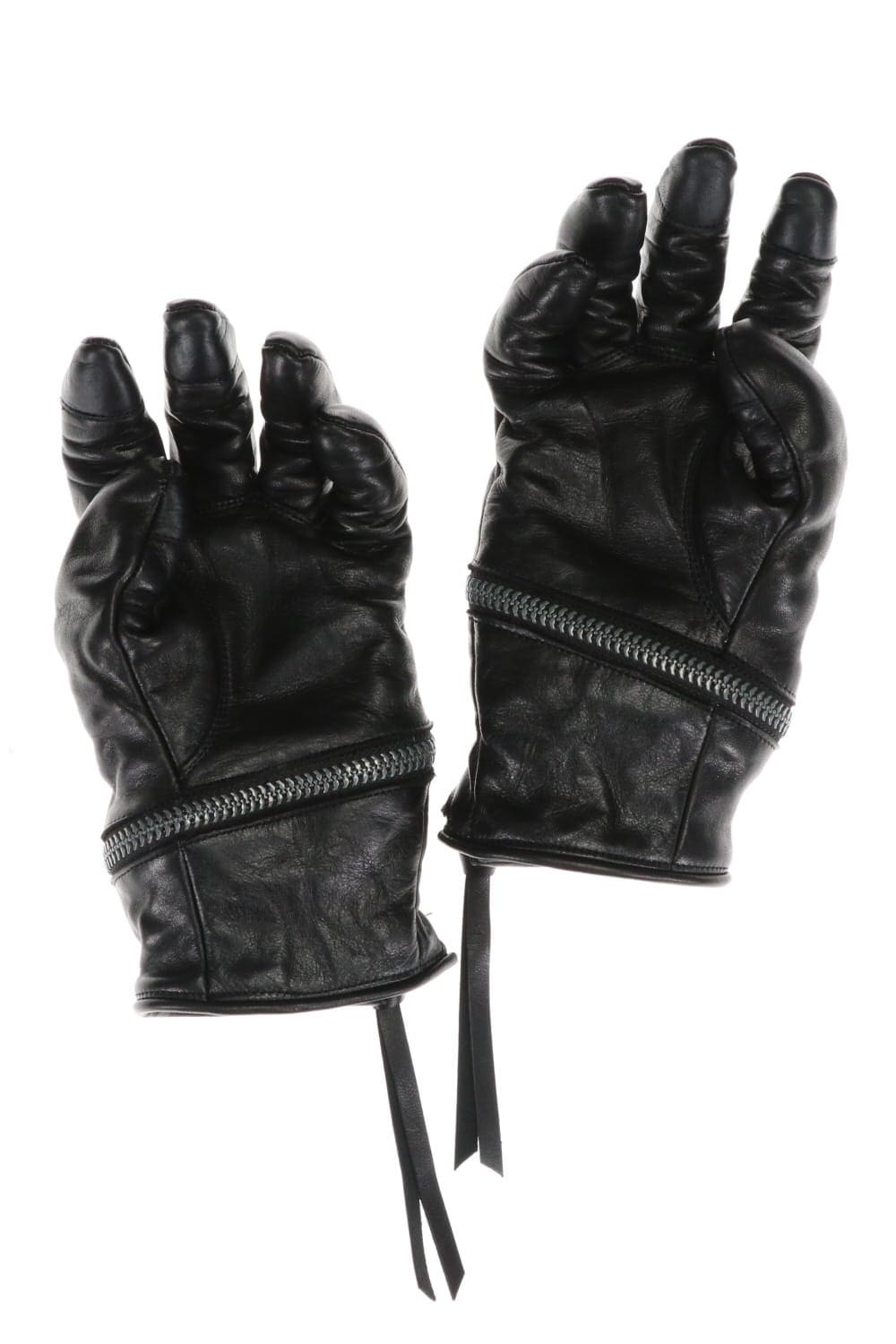 Horse Leather Spiral Zipper Gloves