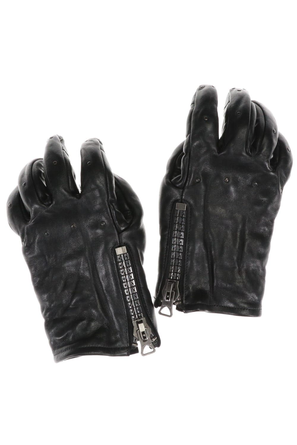 Horse Leather Nail Zip Gloves