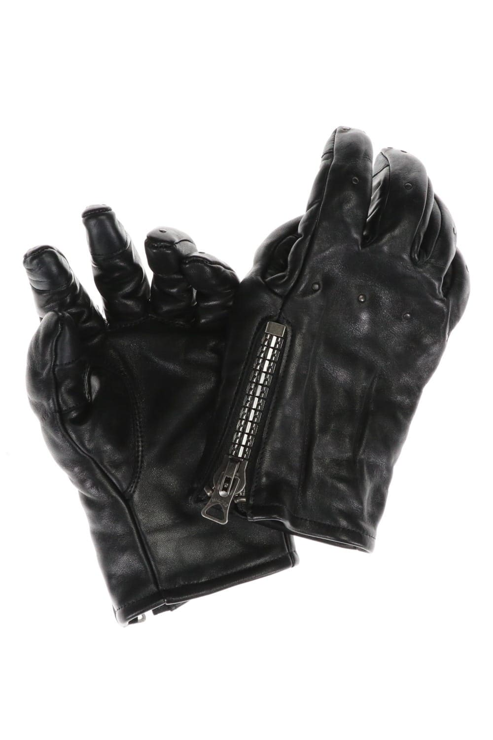 Horse Leather Nail Zip Gloves
