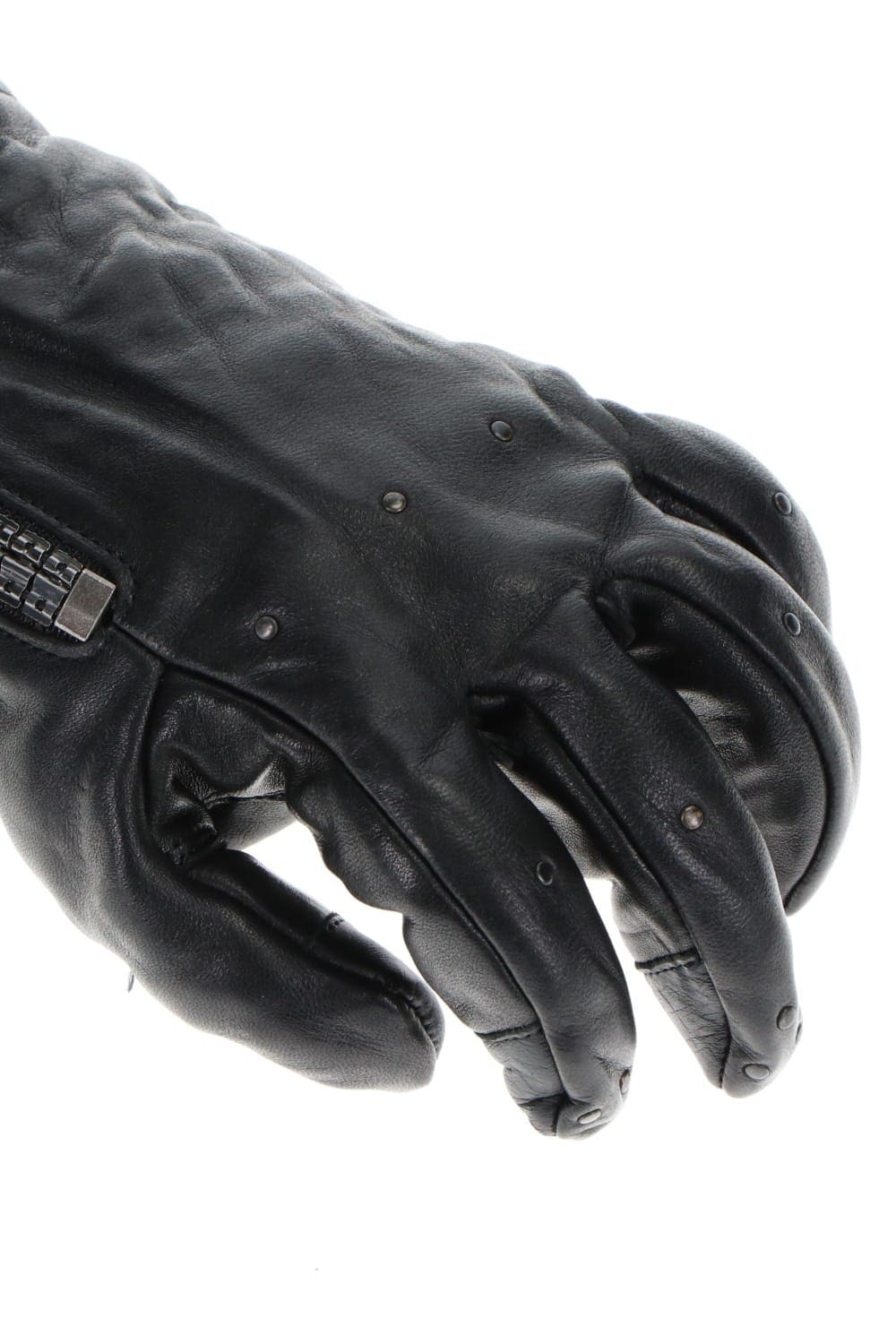 Horse Leather Nail Zip Gloves