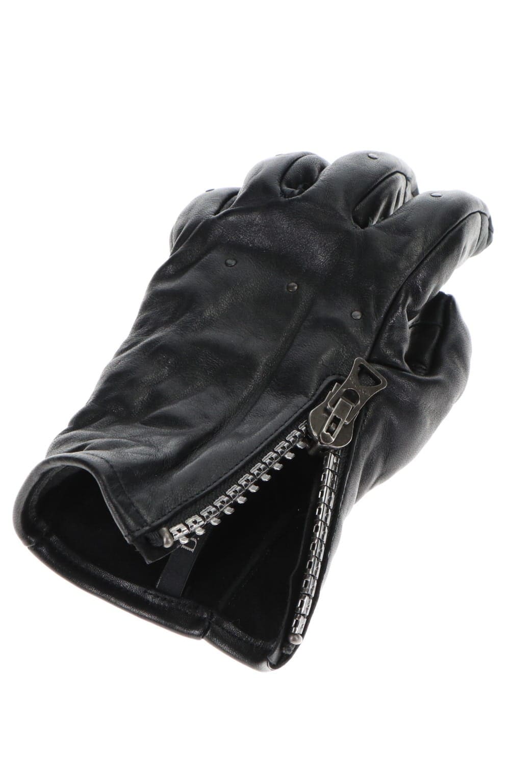 Horse Leather Nail Zip Gloves
