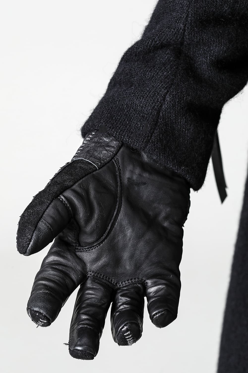 パッチワーク マルチレザー オーバーロック ジップグローブ