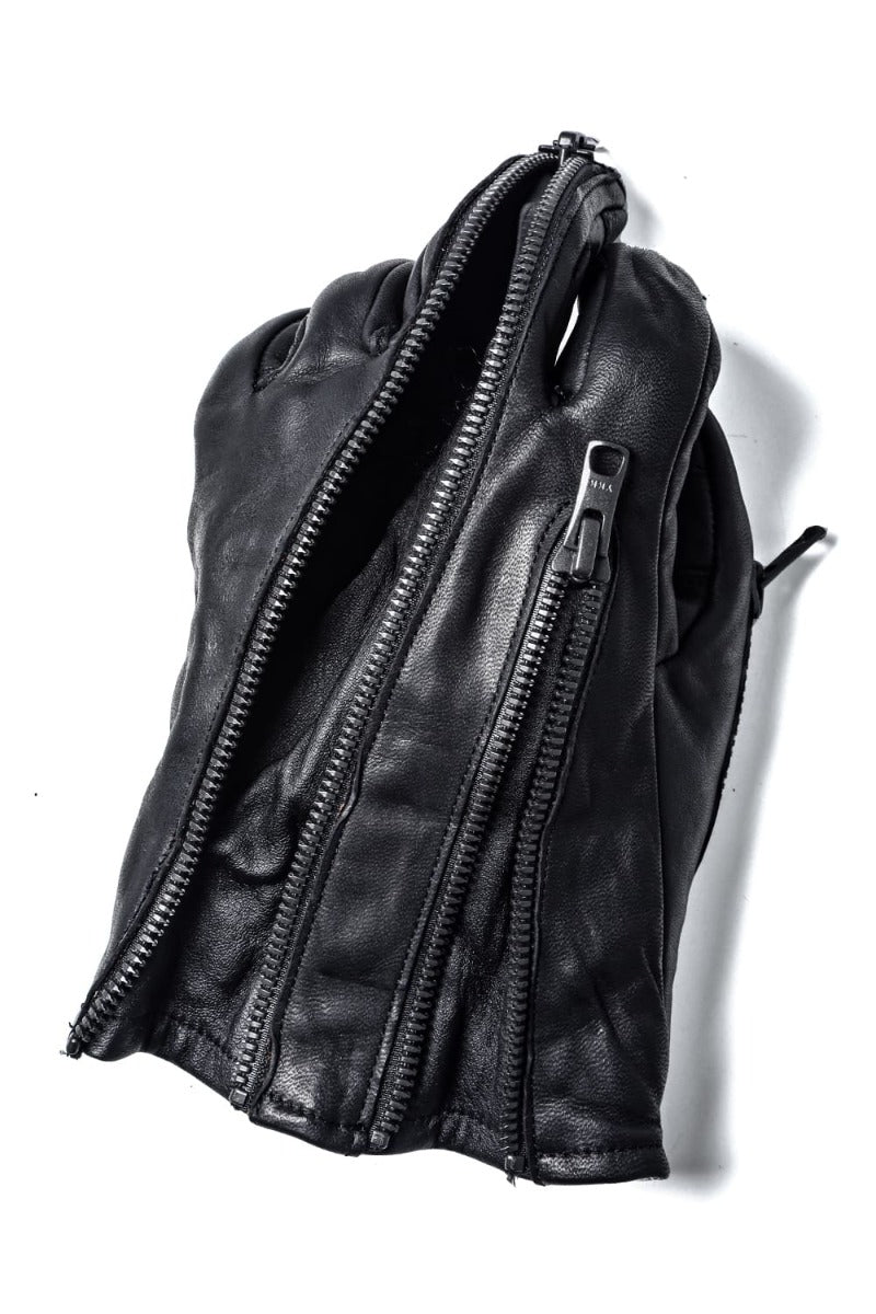 NUDE: mm x D. HYGEN Collaboration Horse Leather Multi-Zip Glove