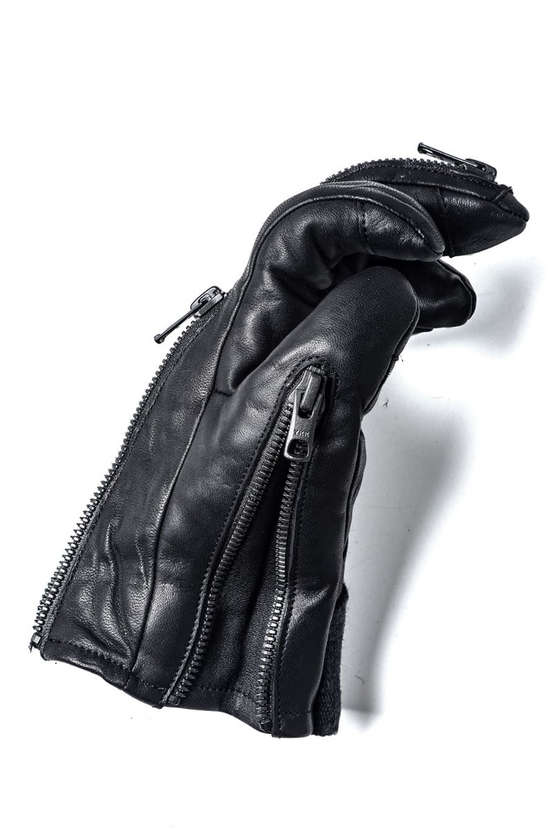 NUDE: mm x D. HYGEN Collaboration Horse Leather Multi-Zip Glove