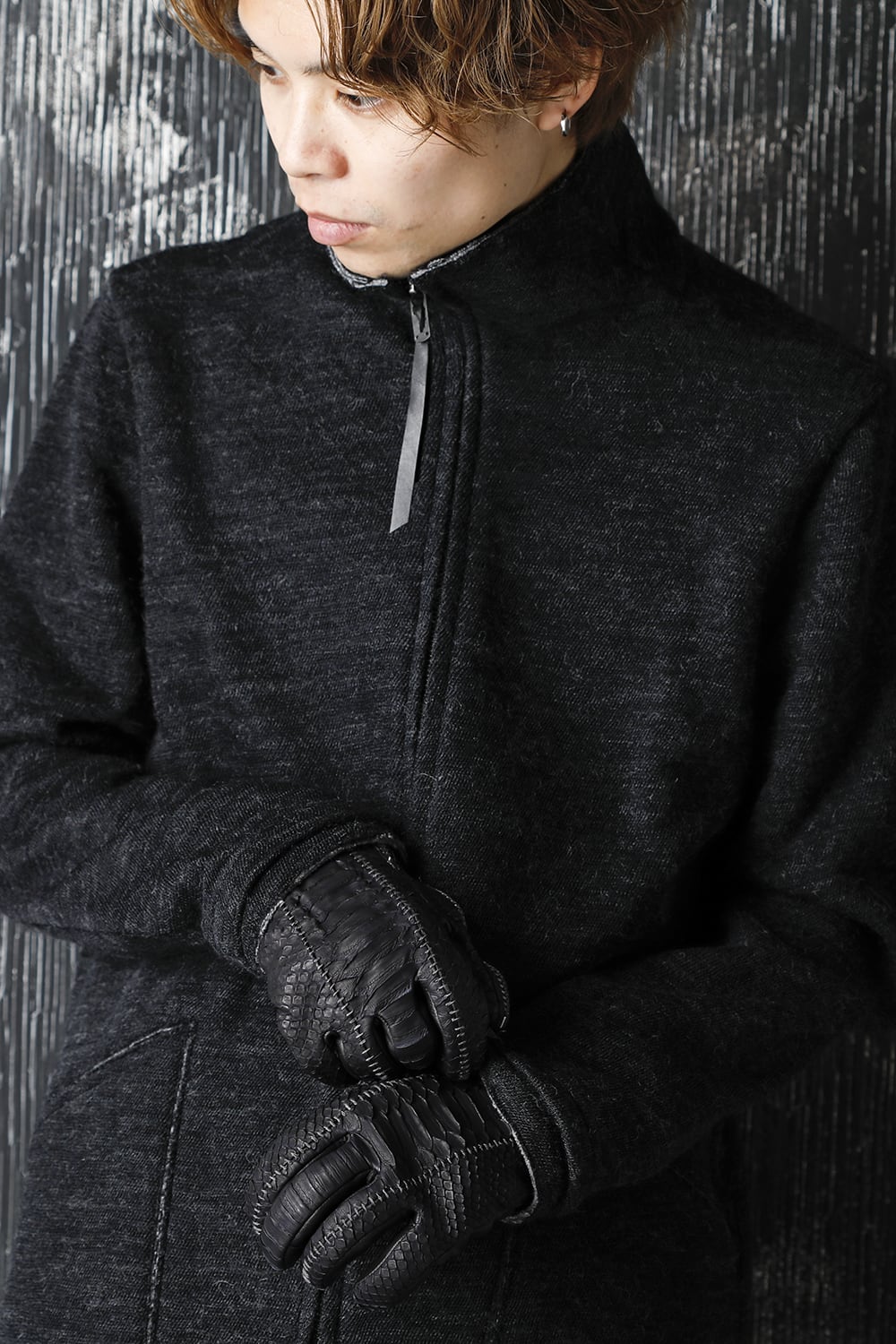 Python×Horse Leather Zip Glove