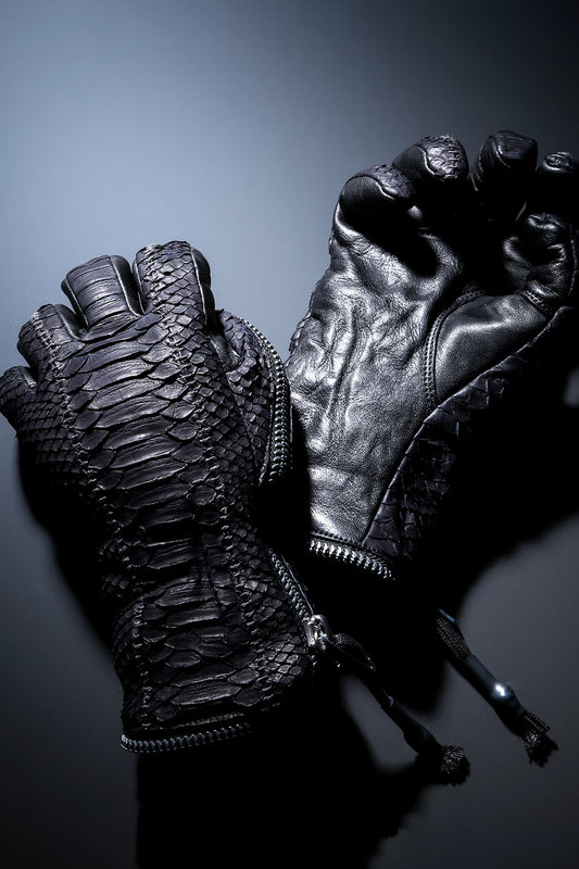 Python×Horse Leather Zip Glove