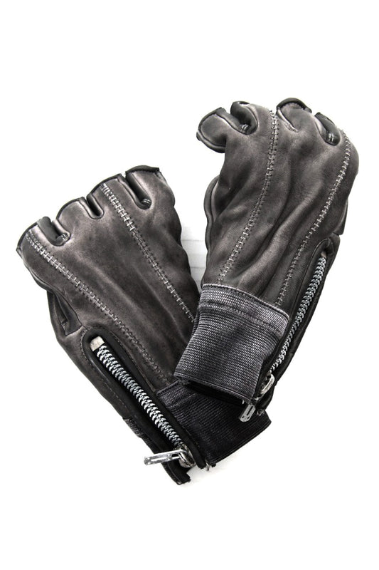 Horse leather cold dyed finger-less glove Gray - ST109-0019S