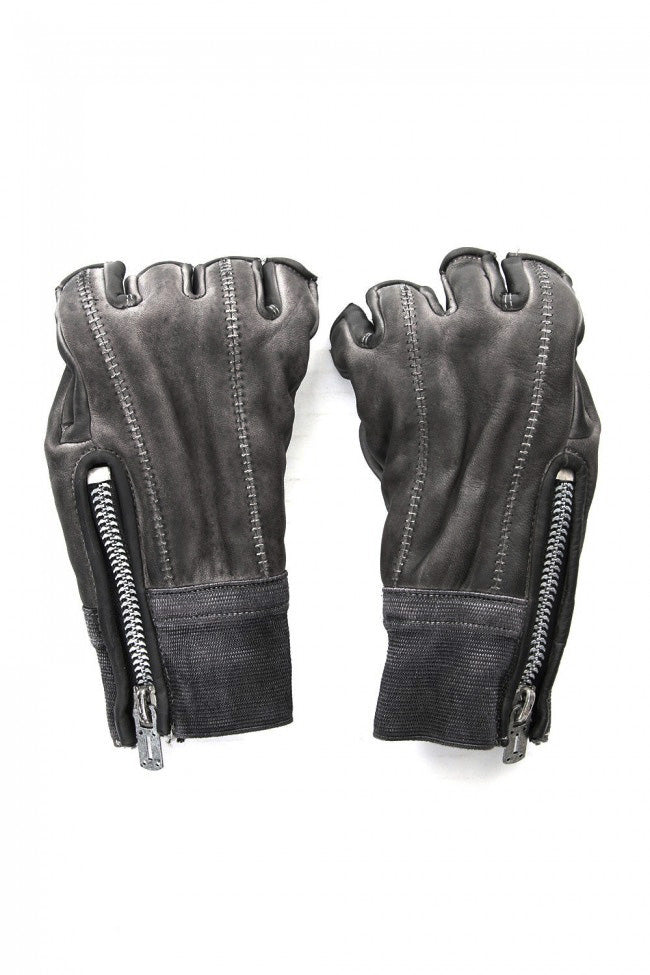 Horse leather cold dyed finger-less glove Gray - ST109-0019S