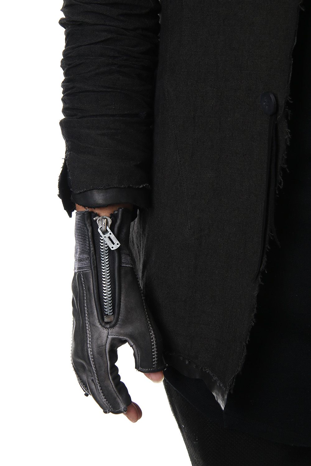 Horse leather cold dyed finger-less glove Gray - ST109-0019S