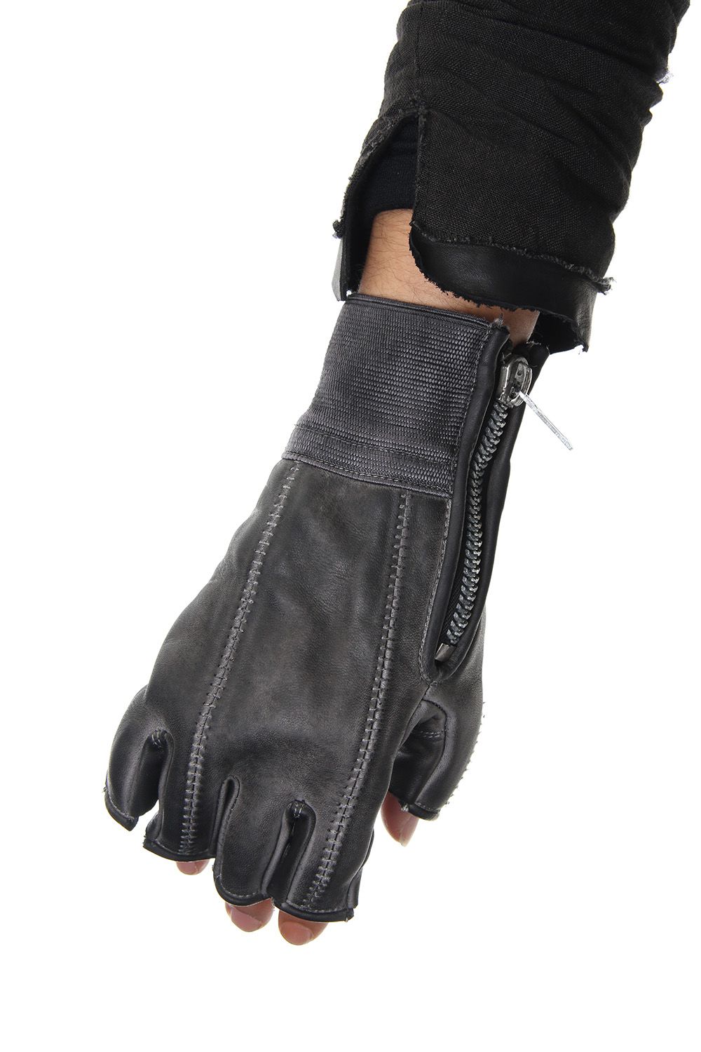 Horse leather cold dyed finger-less glove Gray - ST109-0019S