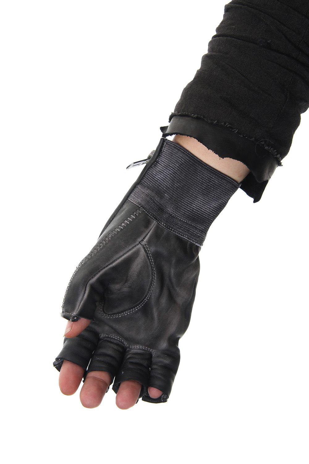 Horse leather cold dyed finger-less glove Gray - ST109-0019S