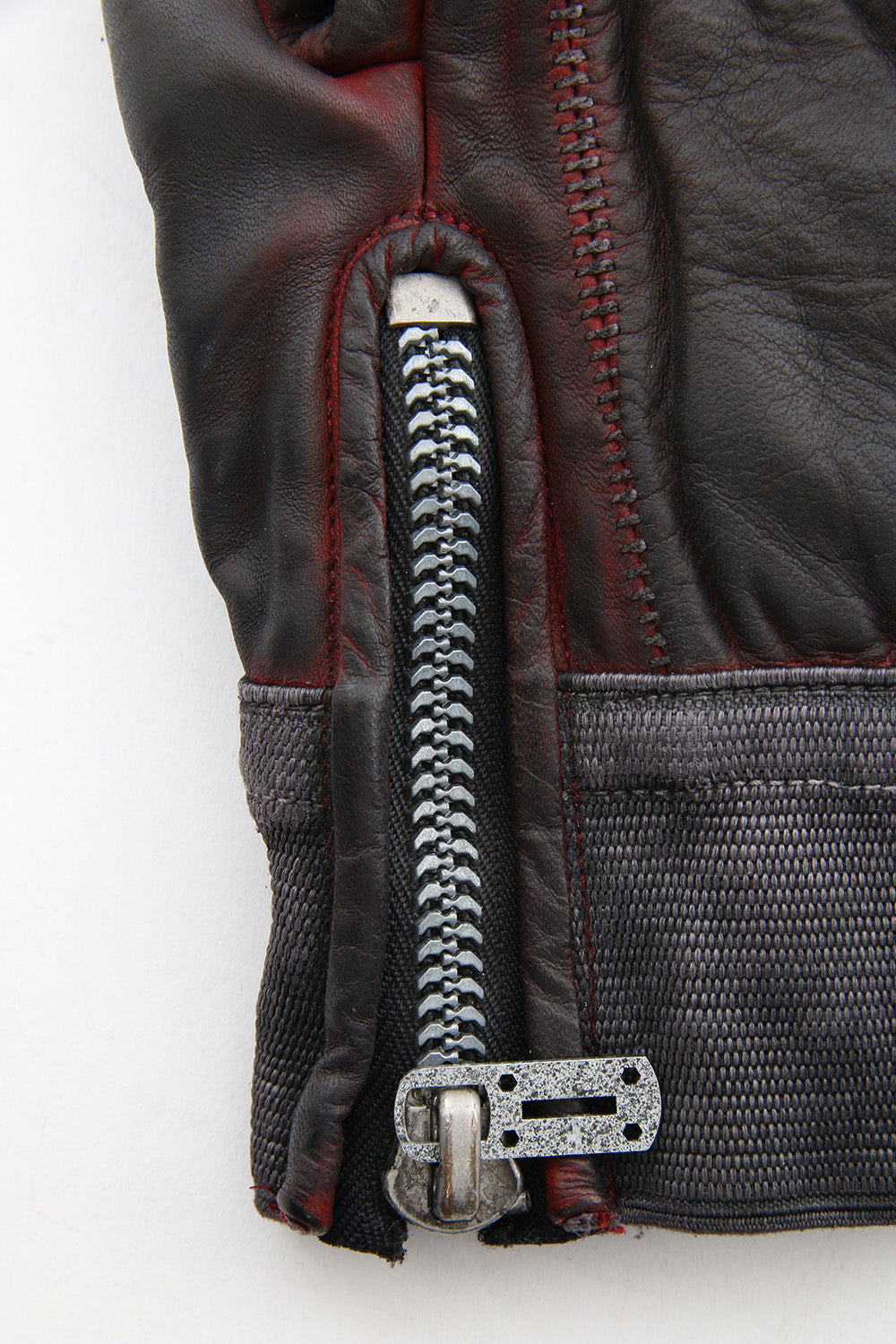 Horse leather cold dyed finger-less glove Red - ST109-0019S