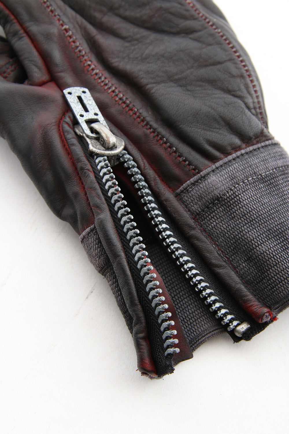 Horse leather cold dyed finger-less glove Red - ST109-0019S