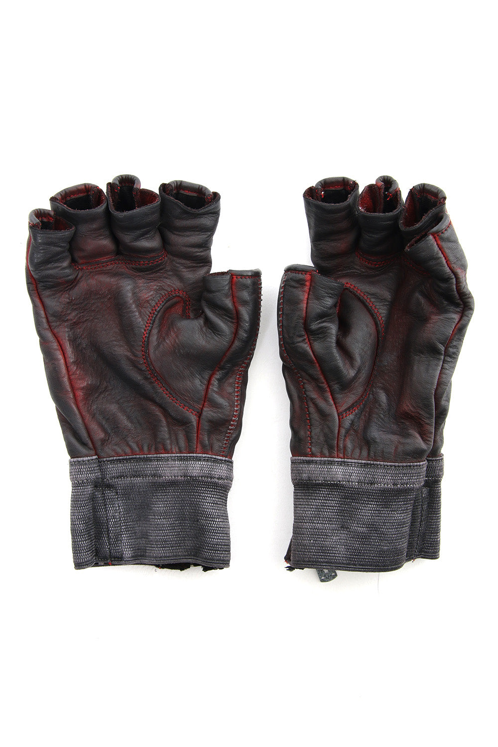 Horse leather cold dyed finger-less glove Red - ST109-0019S