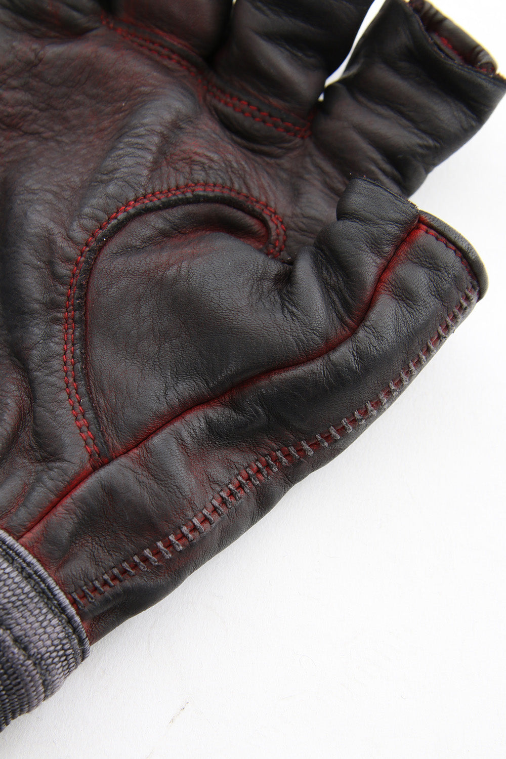 Horse leather cold dyed finger-less glove Red - ST109-0019S