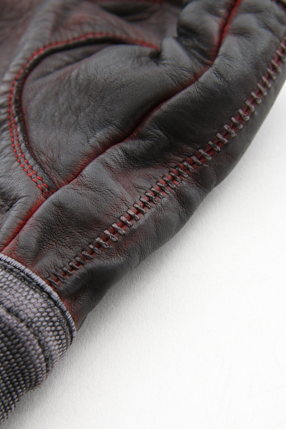 Horse leather cold dyed finger-less glove Red - ST109-0019S