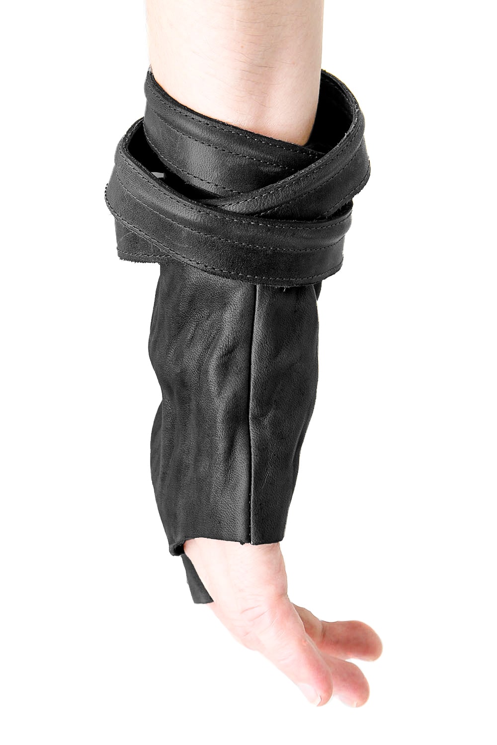 Horse Leather Strap Fingerless Gloves