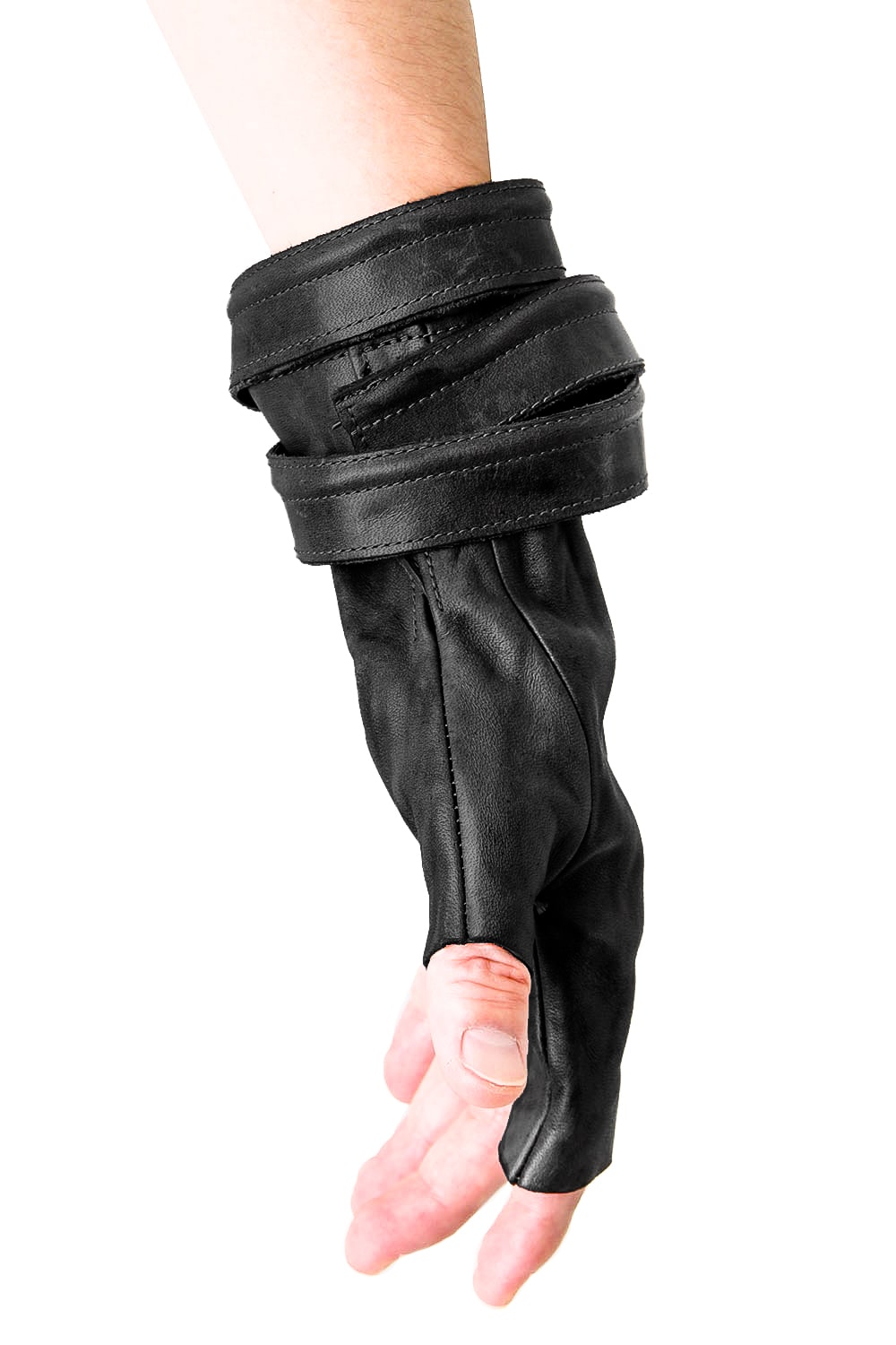 Horse Leather Strap Fingerless Gloves