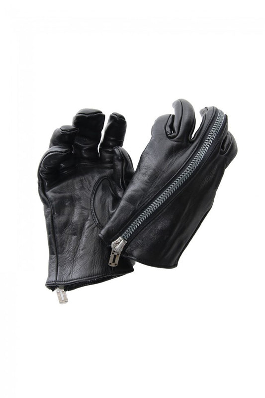 Horse Leather Zip Glove Black