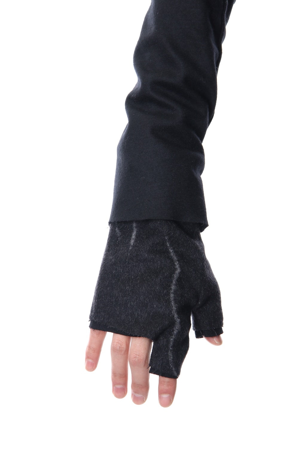 Pure cashmere needle punch fingerless glove