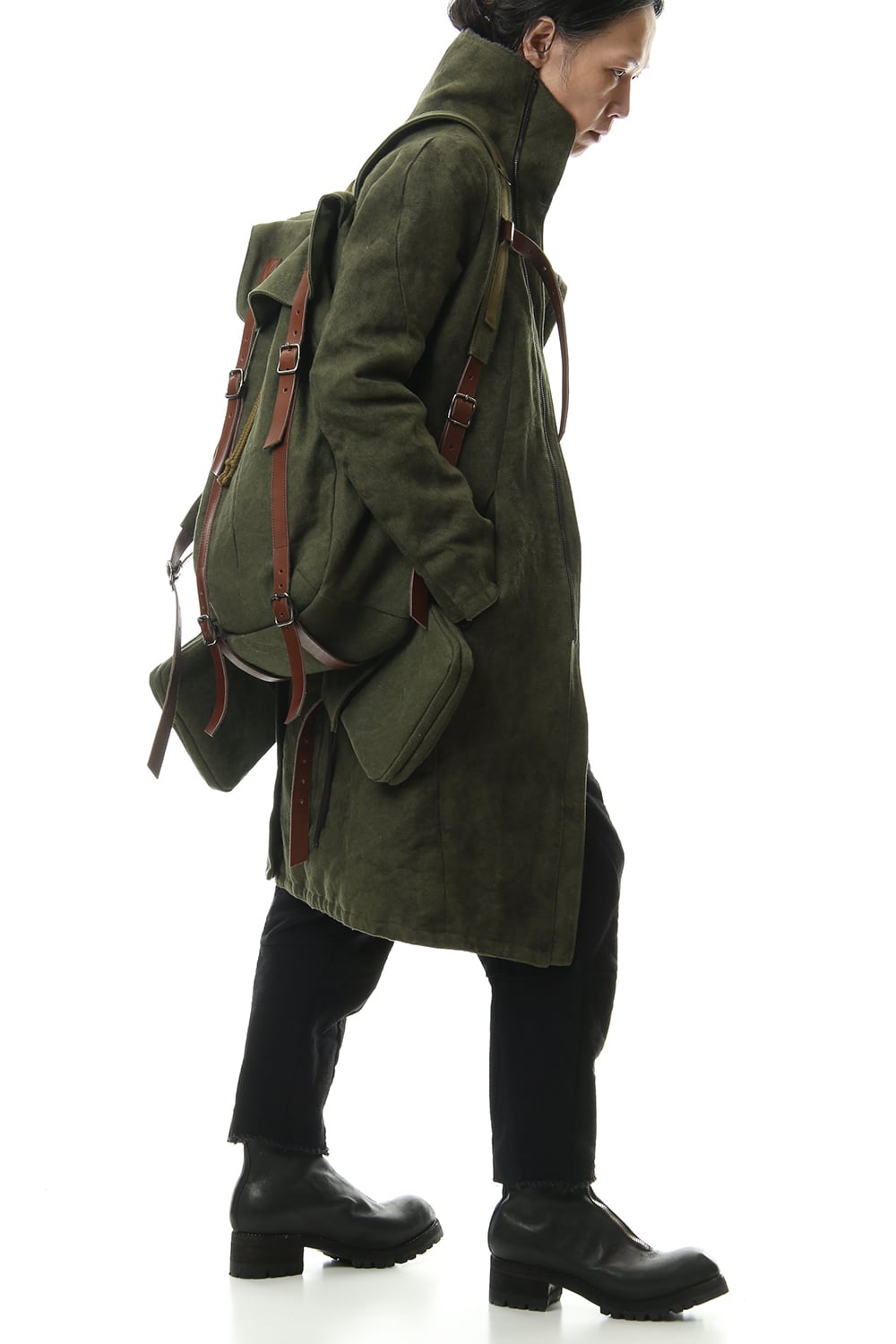 Jute x Cotton Military Twill Bag Attached Bag Pack Khaki