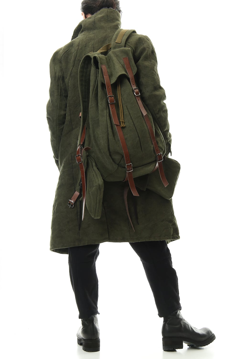 Jute x Cotton Military Twill Bag Attached Bag Pack Khaki