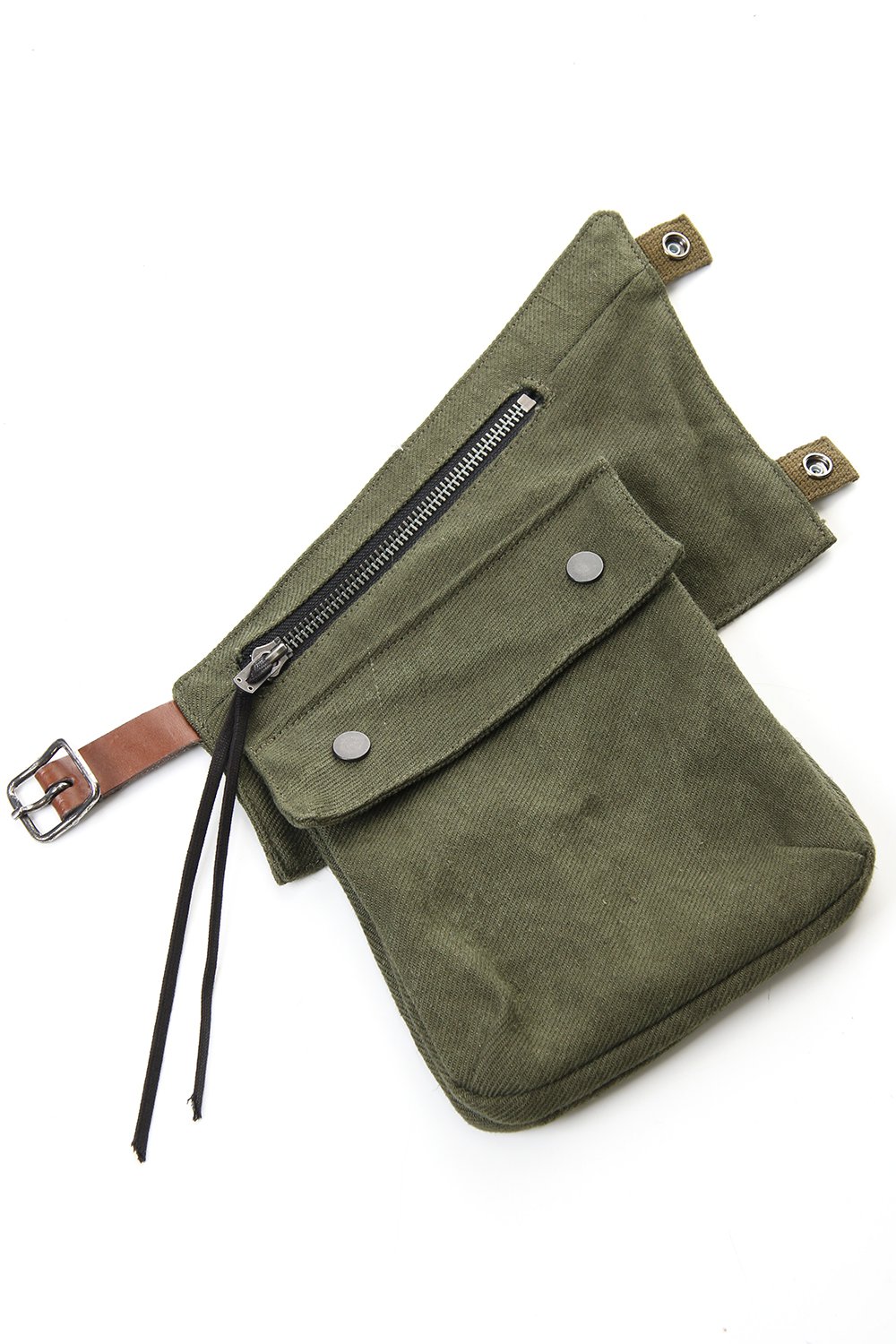 Jute x Cotton Military Twill Bag Attached Bag Pack Khaki