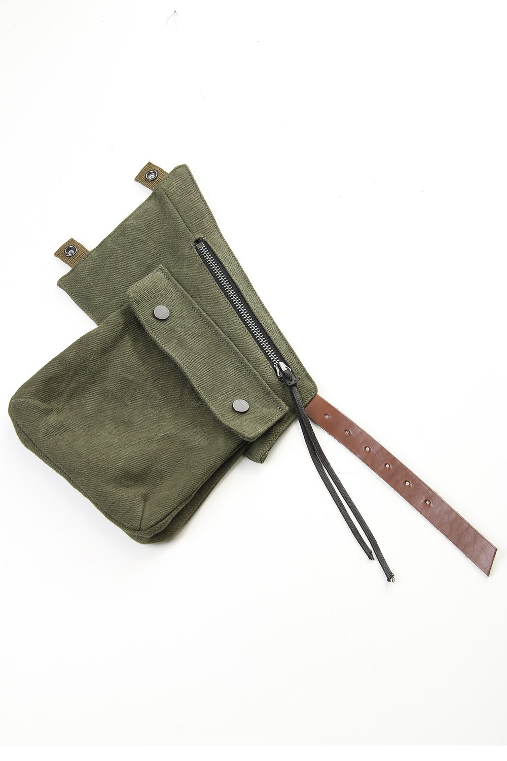 Jute x Cotton Military Twill Bag Attached Bag Pack Khaki