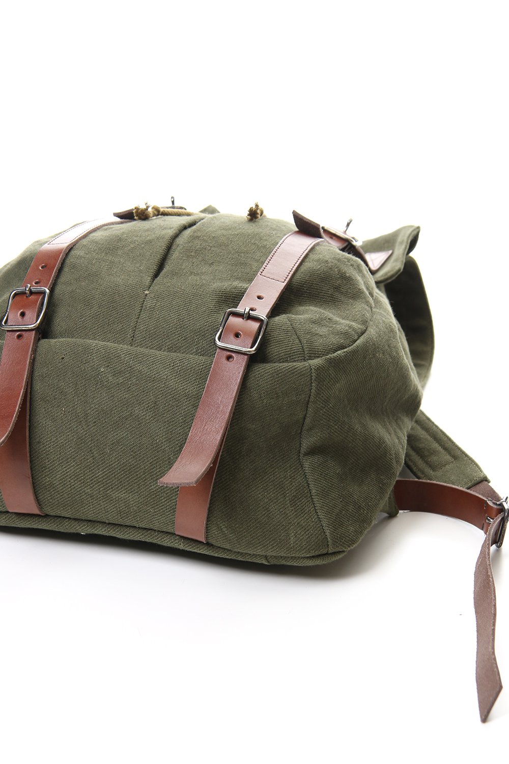 Jute x Cotton Military Twill Bag Attached Bag Pack Khaki