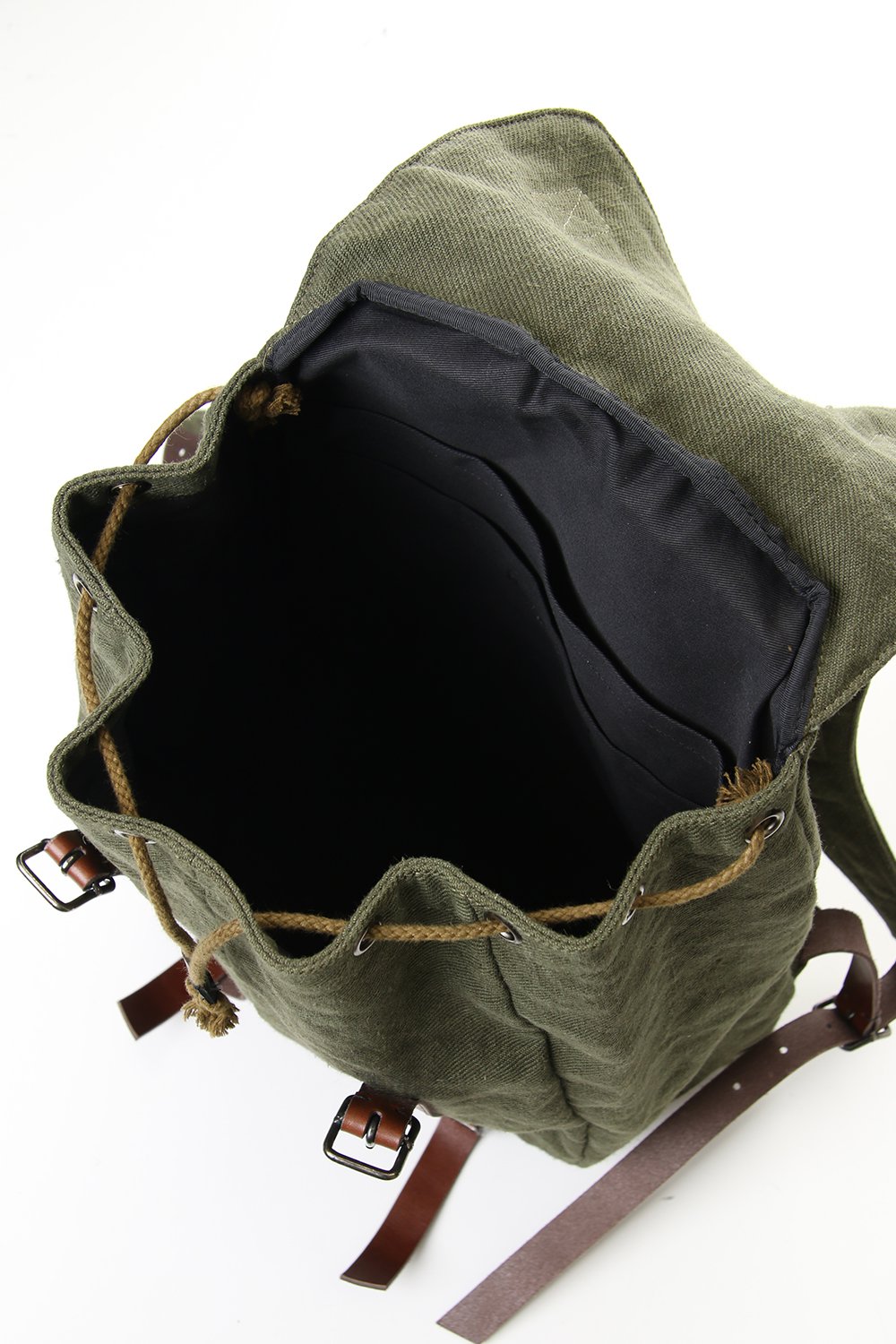Jute x Cotton Military Twill Bag Attached Bag Pack Khaki