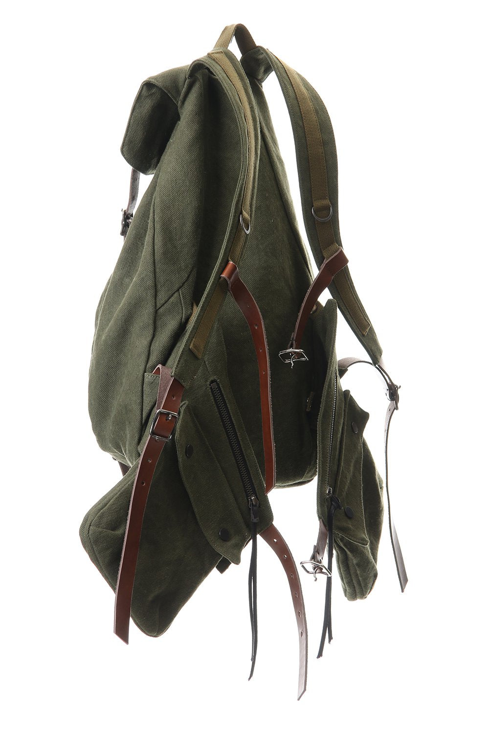 Jute x Cotton Military Twill Bag Attached Bag Pack Khaki