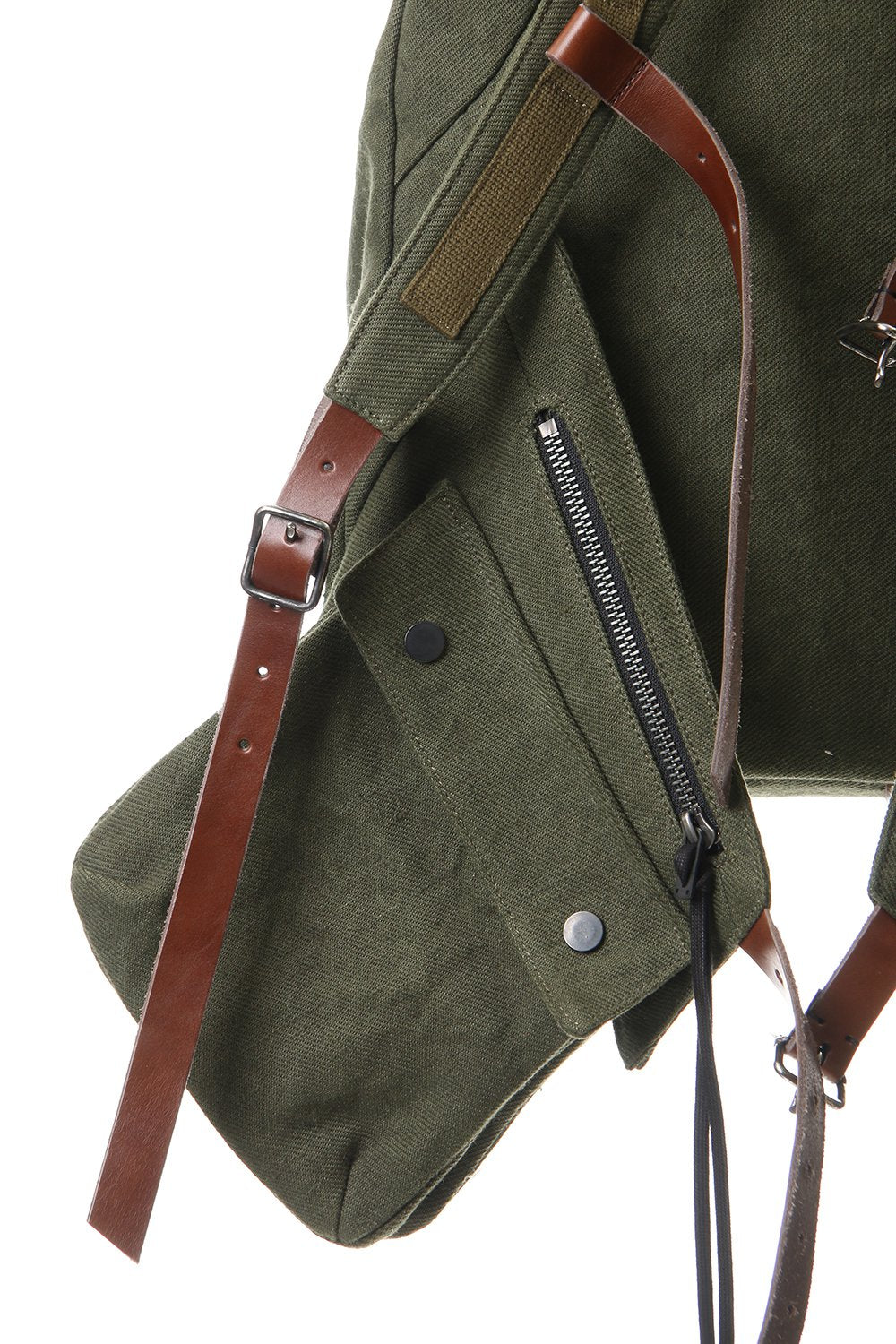 Jute x Cotton Military Twill Bag Attached Bag Pack Khaki