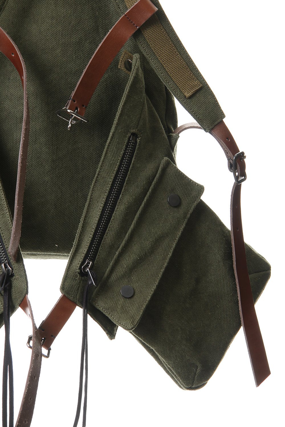 Jute x Cotton Military Twill Bag Attached Bag Pack Khaki