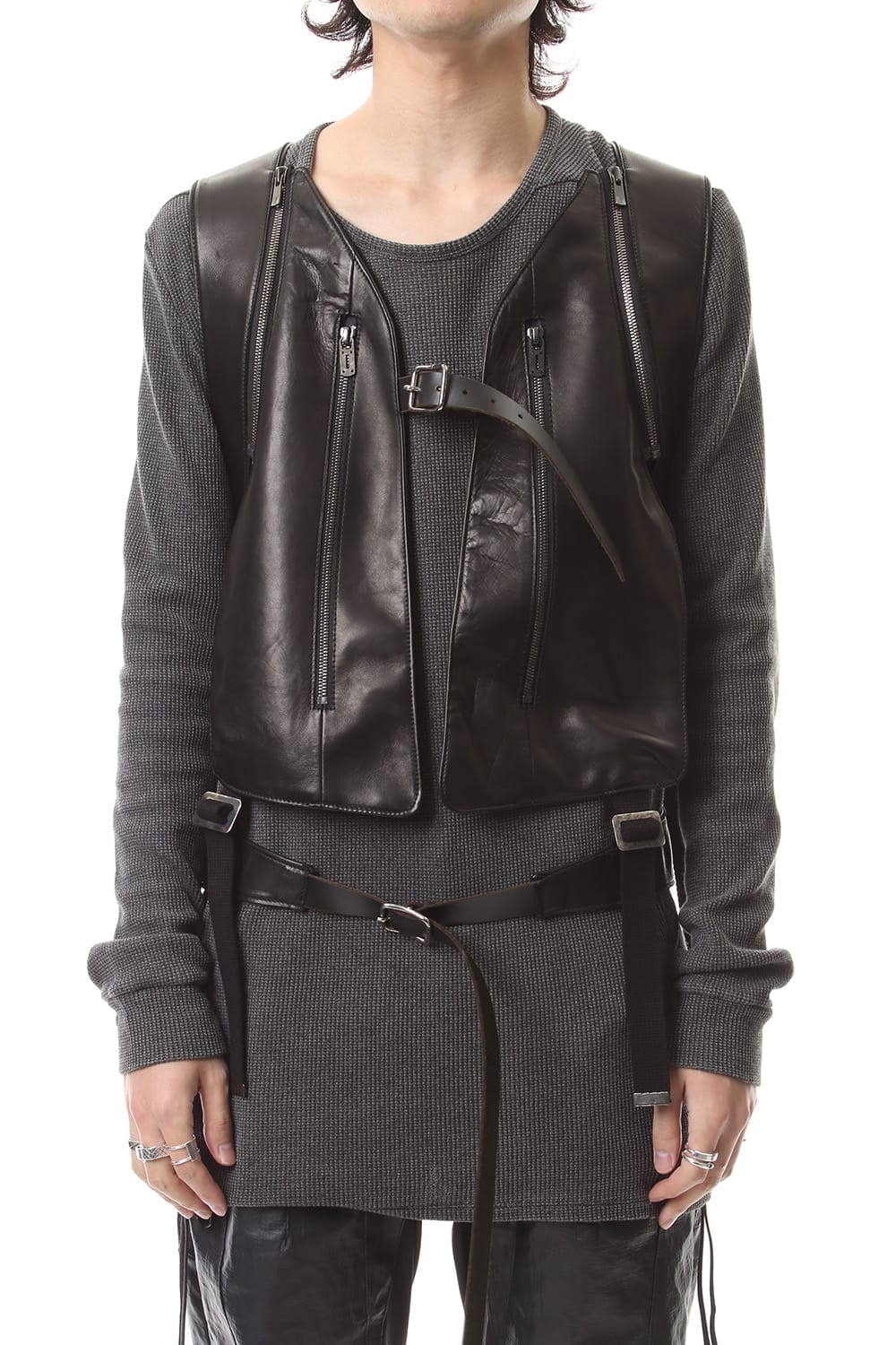 Horse Leather Vest Attached Back Pack