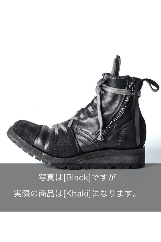 Hose Leather Lace Up Sneaker Boots  Khaki