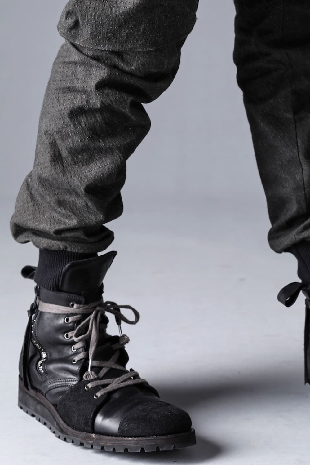 Hose Leather Lace Up Sneaker Boots  Khaki